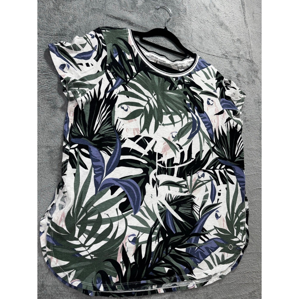 Calvin Klein Performance XL Womens Palm Print Raglan Top Casual Boho Shirt