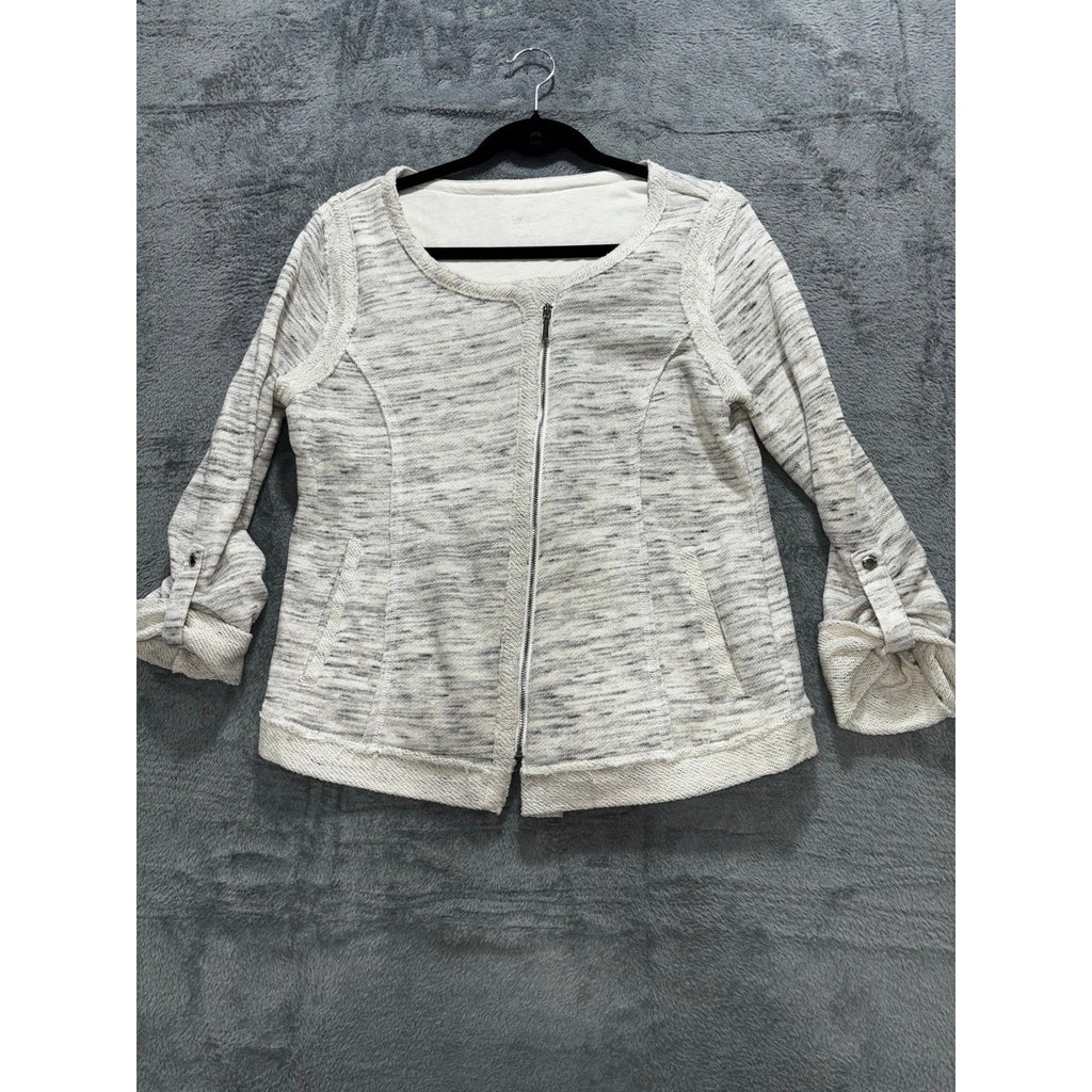 Calvin Klein Performance Womens L White Space Dye Zip Cardigan Jacket Athleisure