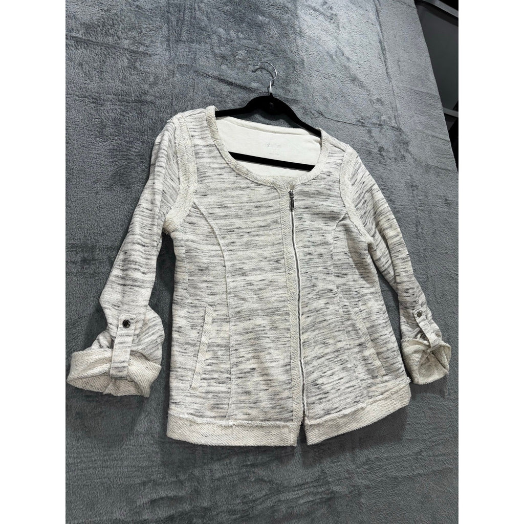 Calvin Klein Performance Womens L White Space Dye Zip Cardigan Jacket Athleisure