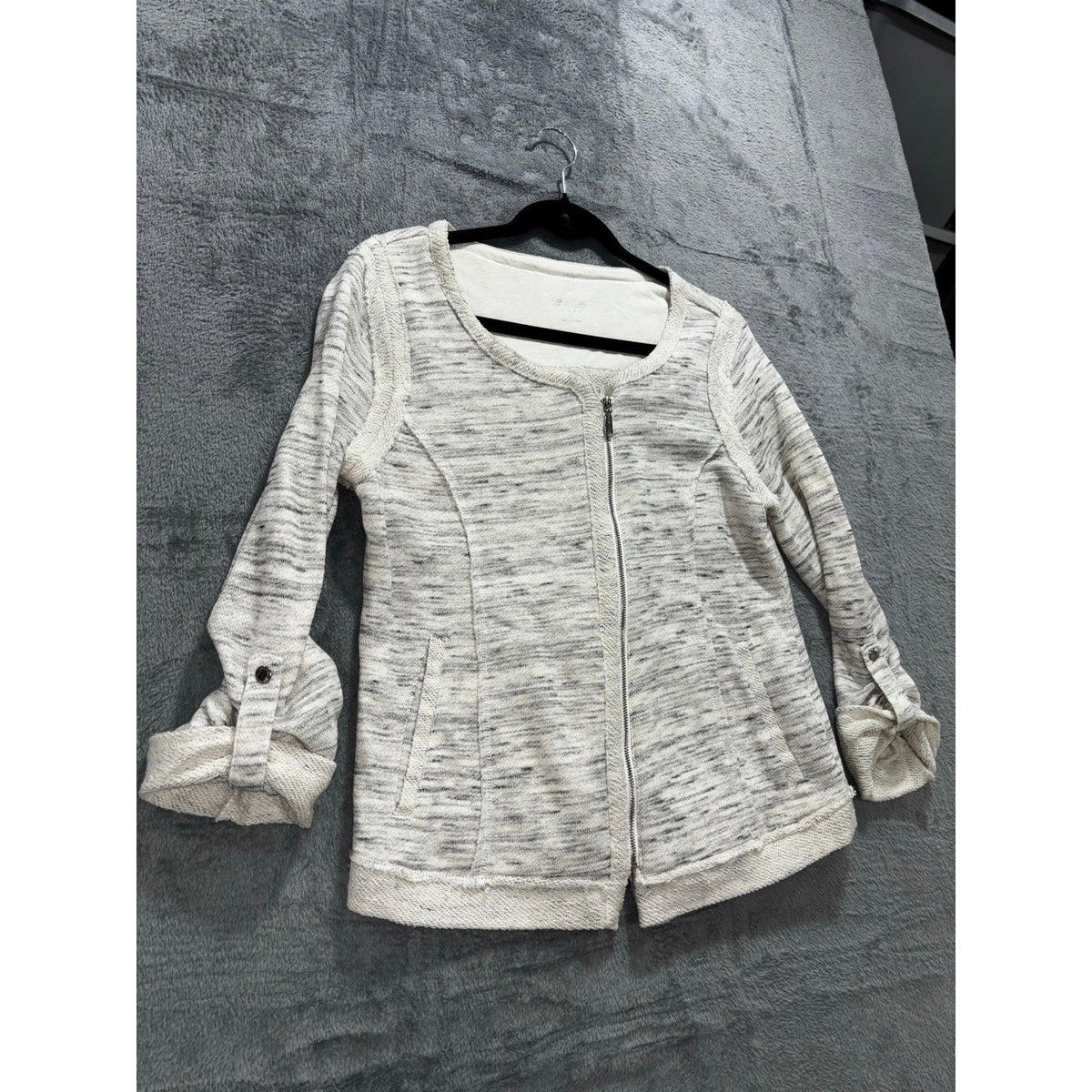 Calvin Klein Performance Womens L White Space Dye Zip Cardigan Jacket Athleisure