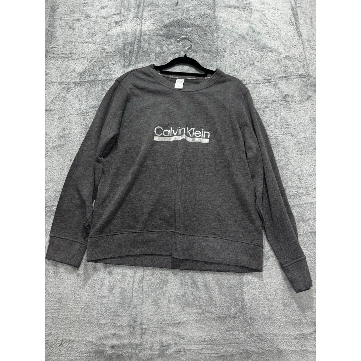 Calvin Klein Sleepwear Womens XL Gray Crewneck Sweatshirt Casual Cozy