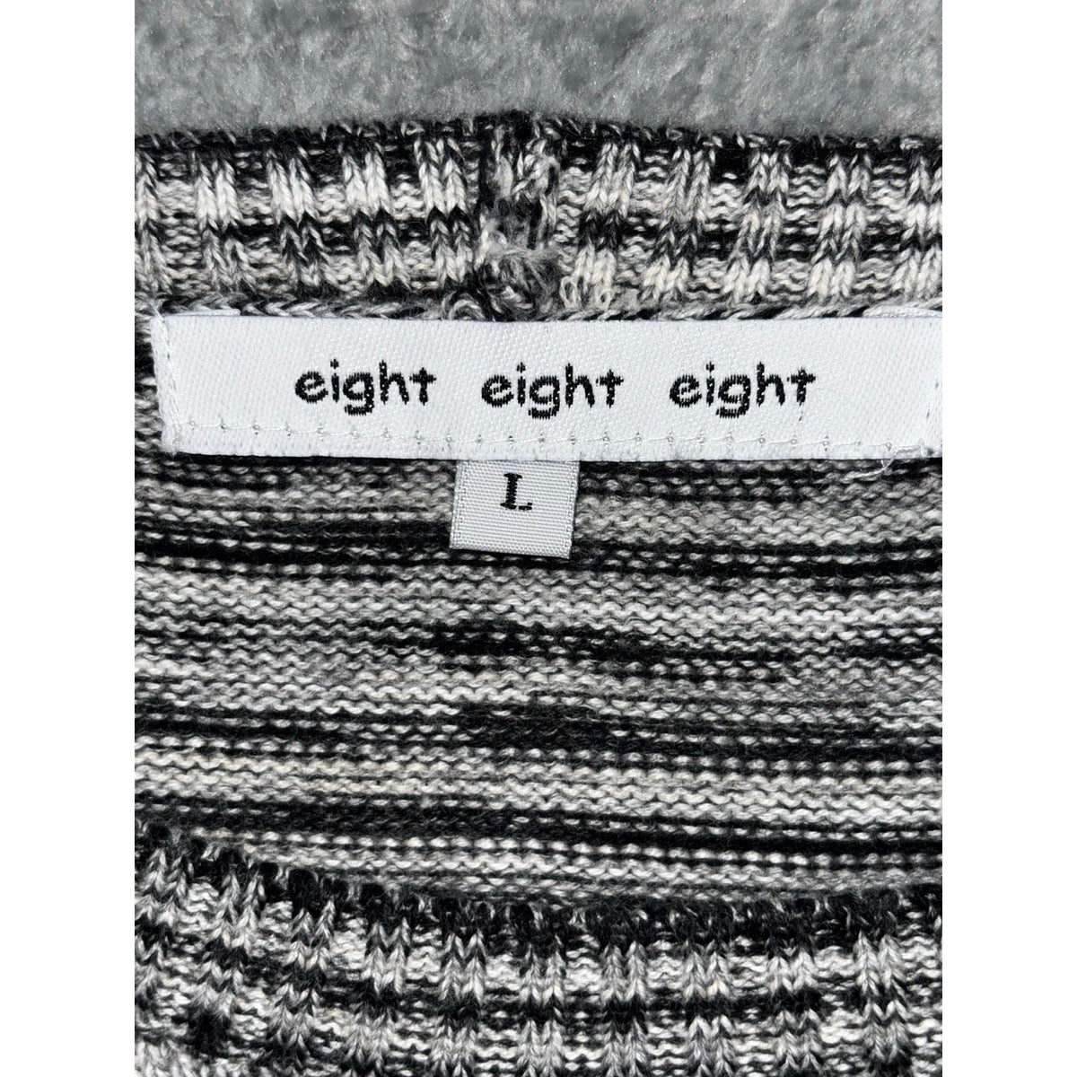 eight eight eight L Womens Black White Striped Layered Crewneck Sweater Casual