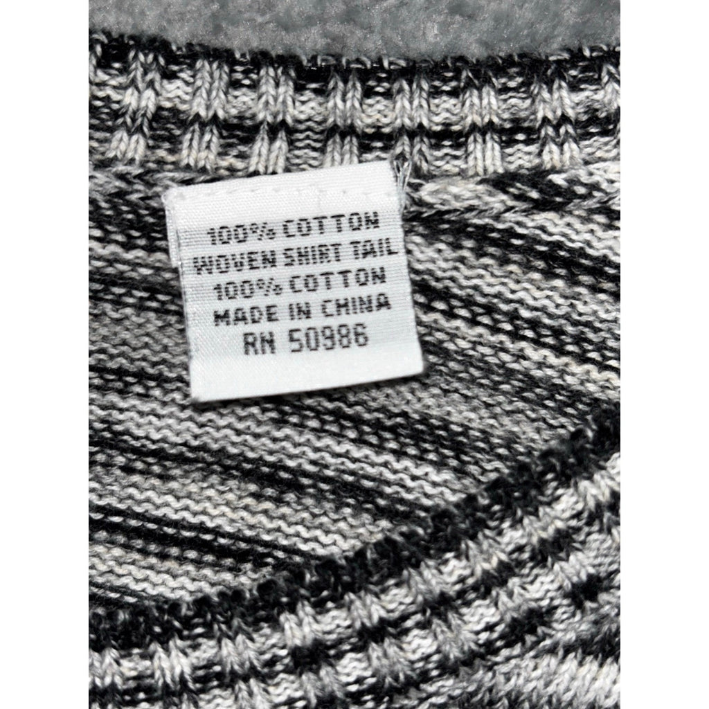 eight eight eight L Womens Black White Striped Layered Crewneck Sweater Casual