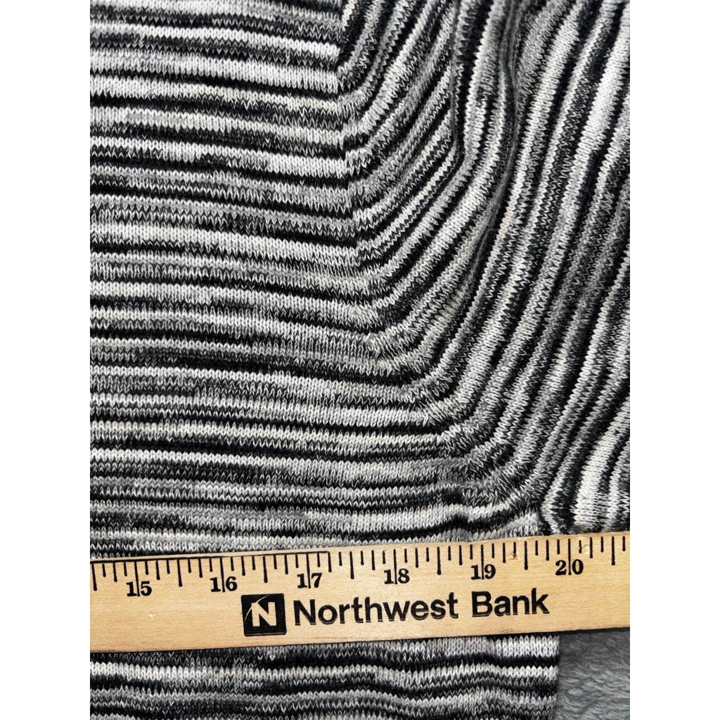eight eight eight L Womens Black White Striped Layered Crewneck Sweater Casual