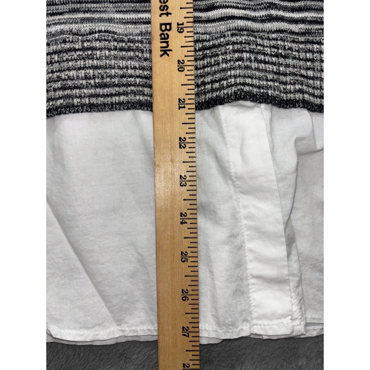 eight eight eight L Womens Black White Striped Layered Crewneck Sweater Casual