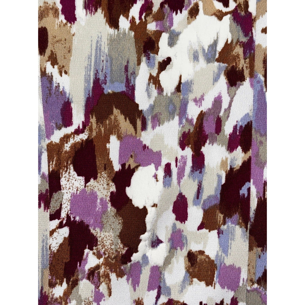 Sami & Jo L Womens Purple Floral Abstract V-Neck Short Sleeve Top Boho Casual