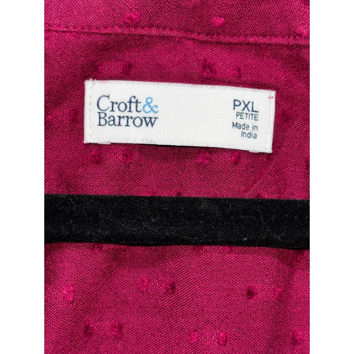 Croft & Barrow Womens XLP Pink Swiss Dot Button Front Blouse Boho Casual NEW