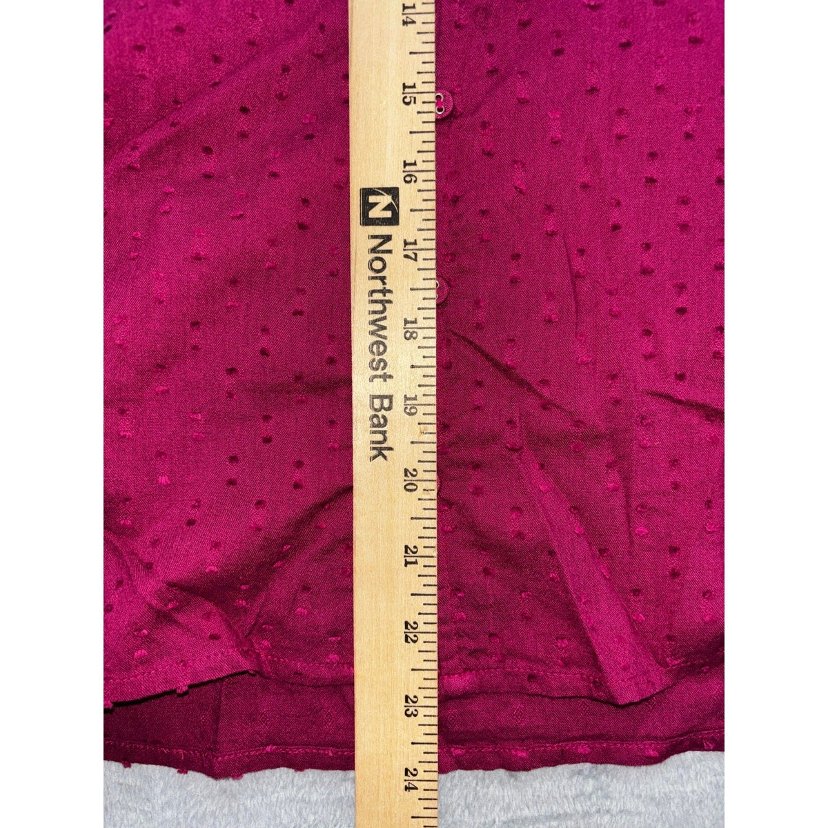 Croft & Barrow Womens XLP Pink Swiss Dot Button Front Blouse Boho Casual NEW