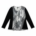 Bleeker & McDougal L Black Gray Snakeskin Colorblock Top Womens Casual