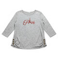 Retrelogy XL Womens Gray Paris Eiffel Tower Graphic 3/4 Sleeve Top Casual Cozy