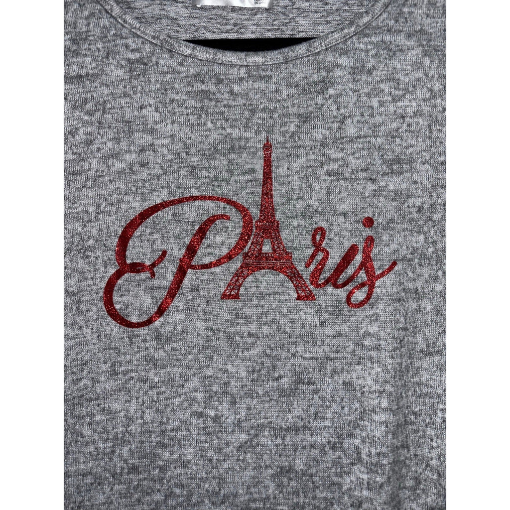 Retrelogy XL Womens Gray Paris Eiffel Tower Graphic 3/4 Sleeve Top Casual Cozy