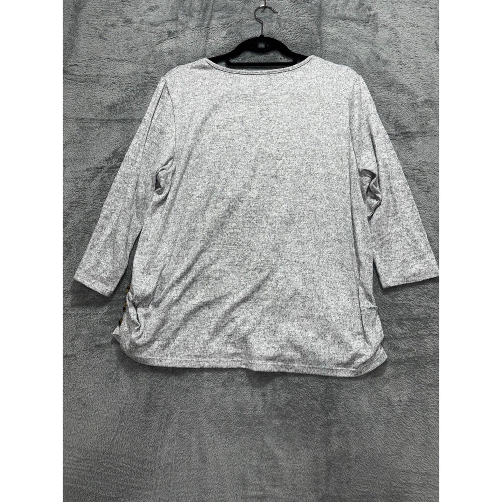 Retrelogy XL Womens Gray Paris Eiffel Tower Graphic 3/4 Sleeve Top Casual Cozy