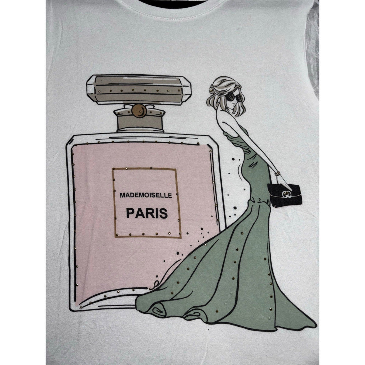 Love & Lace 1X White Womens Paris Graphic Tee Sheer Organza Sleeve Boho Casual
