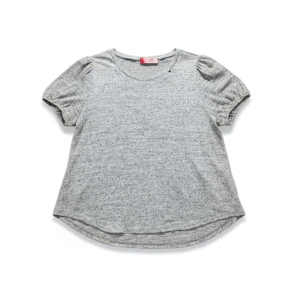 Simply Scarlett XL Gray Womens Rhinestone Embellished Tee Casual Cozy Boho