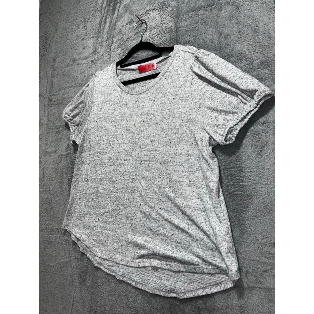 Simply Scarlett XL Gray Womens Rhinestone Embellished Tee Casual Cozy Boho