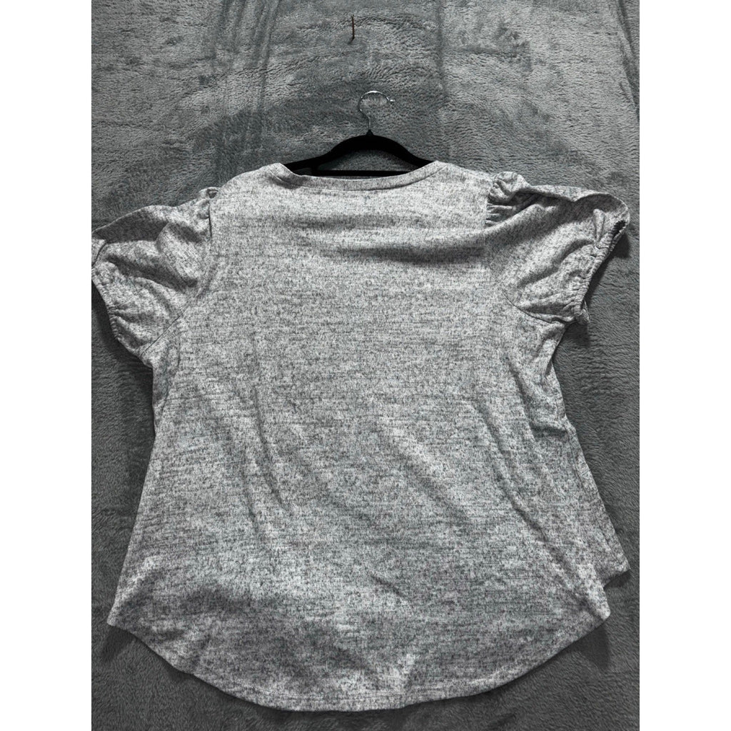 Simply Scarlett XL Gray Womens Rhinestone Embellished Tee Casual Cozy Boho