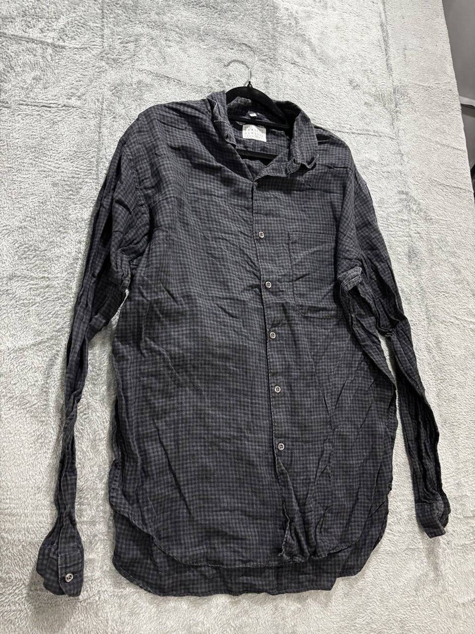 Barneys New York Mens XL Black Gray Check Long Sleeve Button Up Shirt