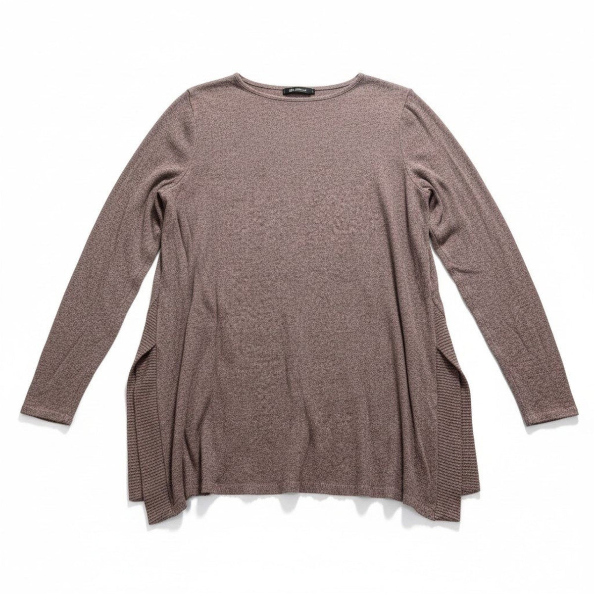 AGB Womens L Mauve Brown Long Sleeve Pullover Tunic Sweater Boho Casual Cozy