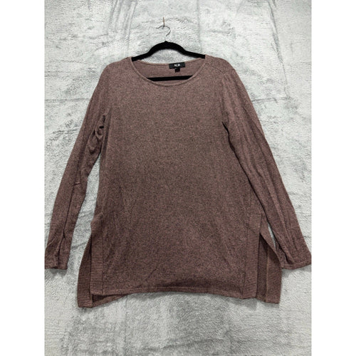 AGB Womens L Mauve Brown Long Sleeve Pullover Tunic Sweater Boho Casual Cozy
