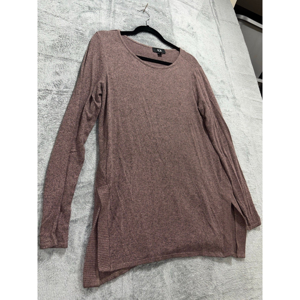 AGB Womens L Mauve Brown Long Sleeve Pullover Tunic Sweater Boho Casual Cozy