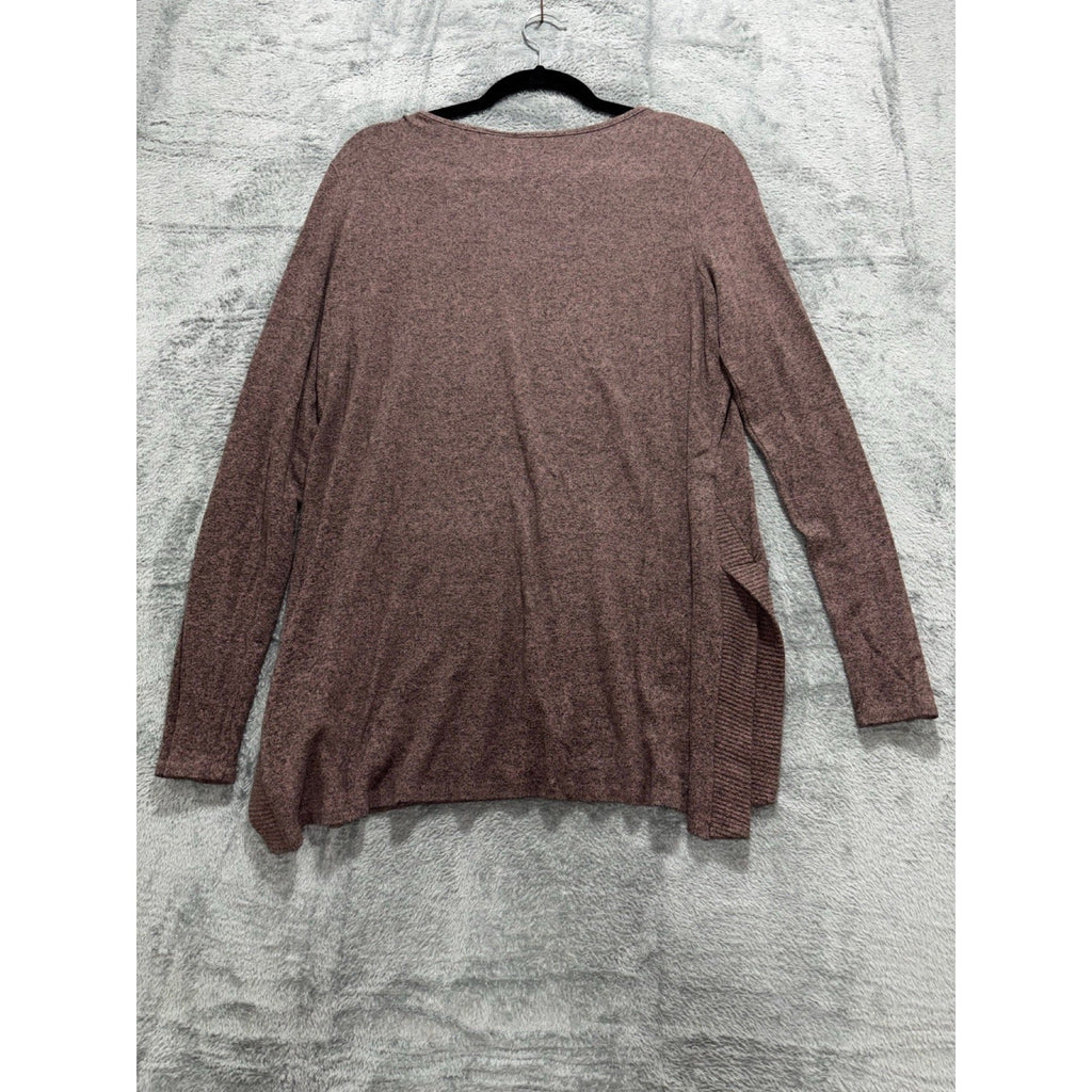 AGB Womens L Mauve Brown Long Sleeve Pullover Tunic Sweater Boho Casual Cozy