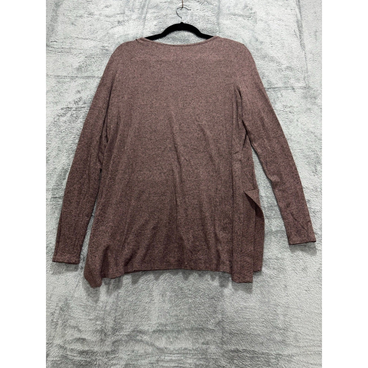 AGB Womens L Mauve Brown Long Sleeve Pullover Tunic Sweater Boho Casual Cozy