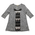 Oneworld Womens S Gray Sequin Panel Tunic Top Boho Casual Cozy Festival