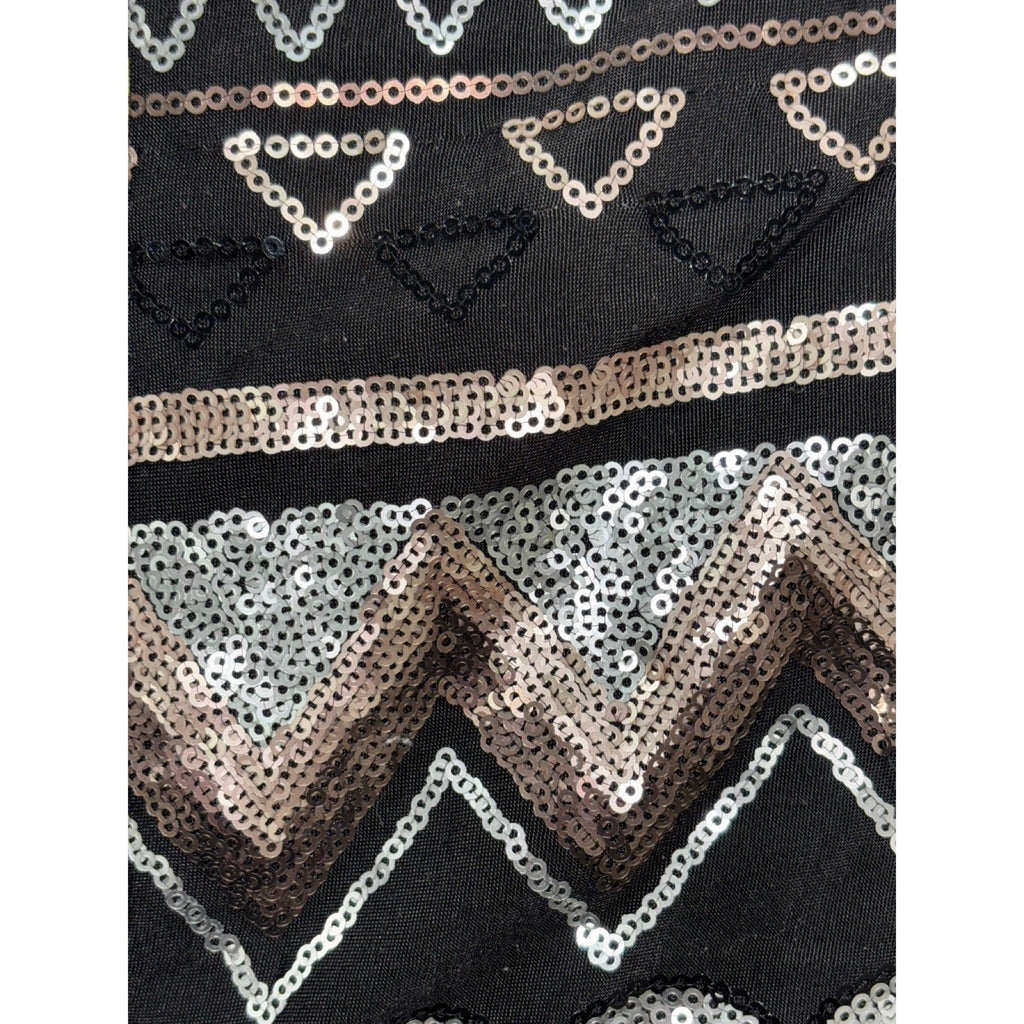 Oneworld Womens S Gray Sequin Panel Tunic Top Boho Casual Cozy Festival