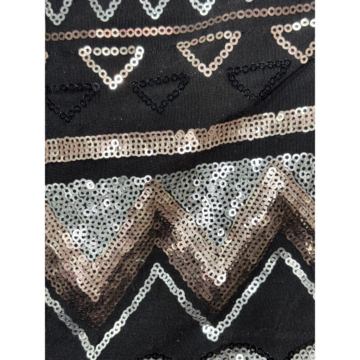 Oneworld Womens S Gray Sequin Panel Tunic Top Boho Casual Cozy Festival