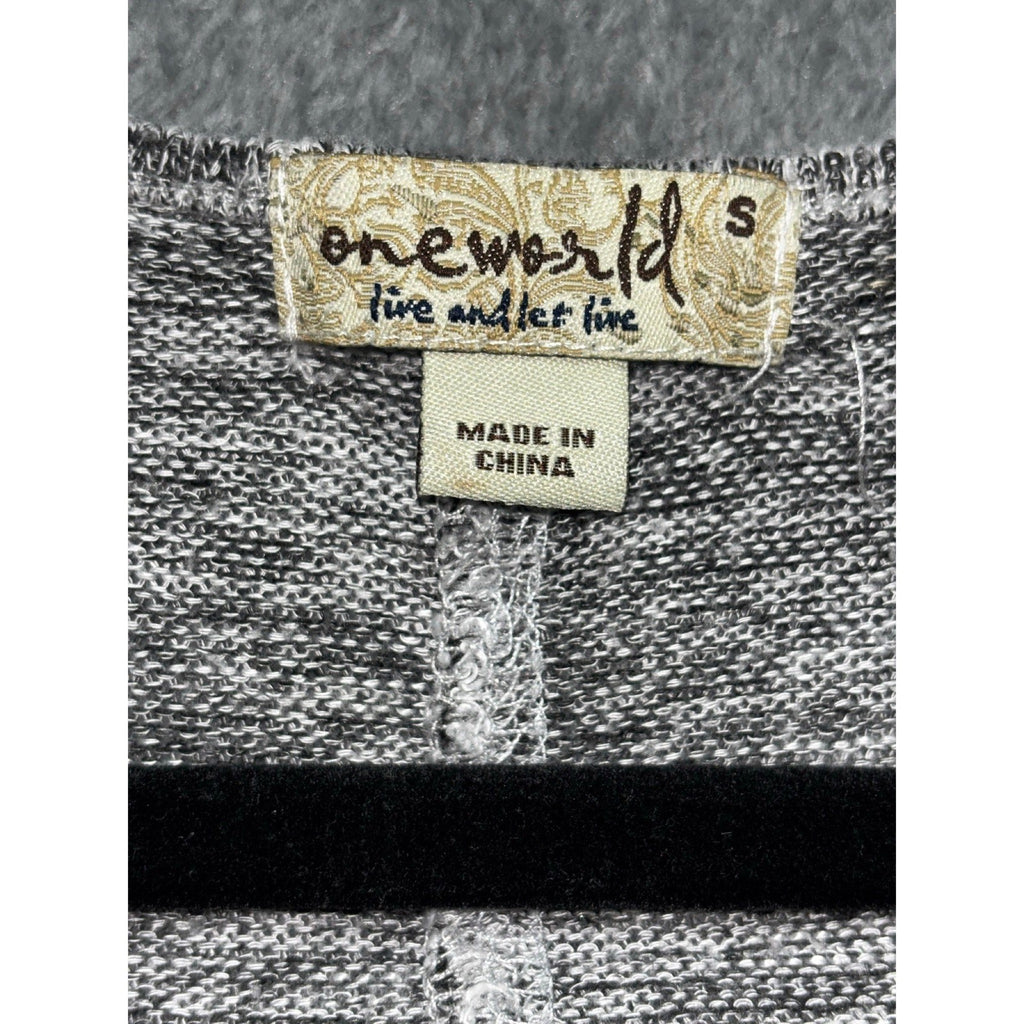 Oneworld Womens S Gray Sequin Panel Tunic Top Boho Casual Cozy Festival