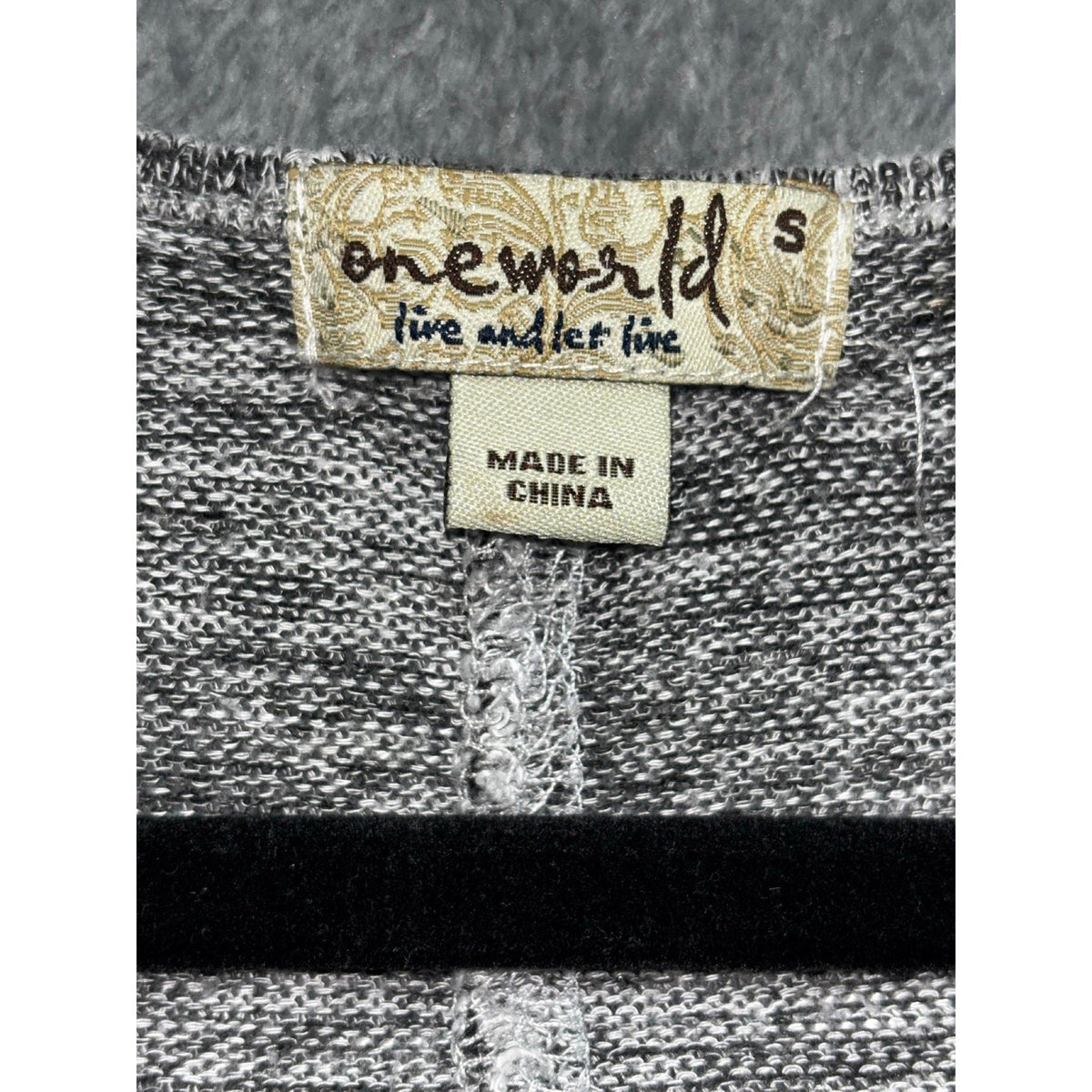 Oneworld Womens S Gray Sequin Panel Tunic Top Boho Casual Cozy Festival