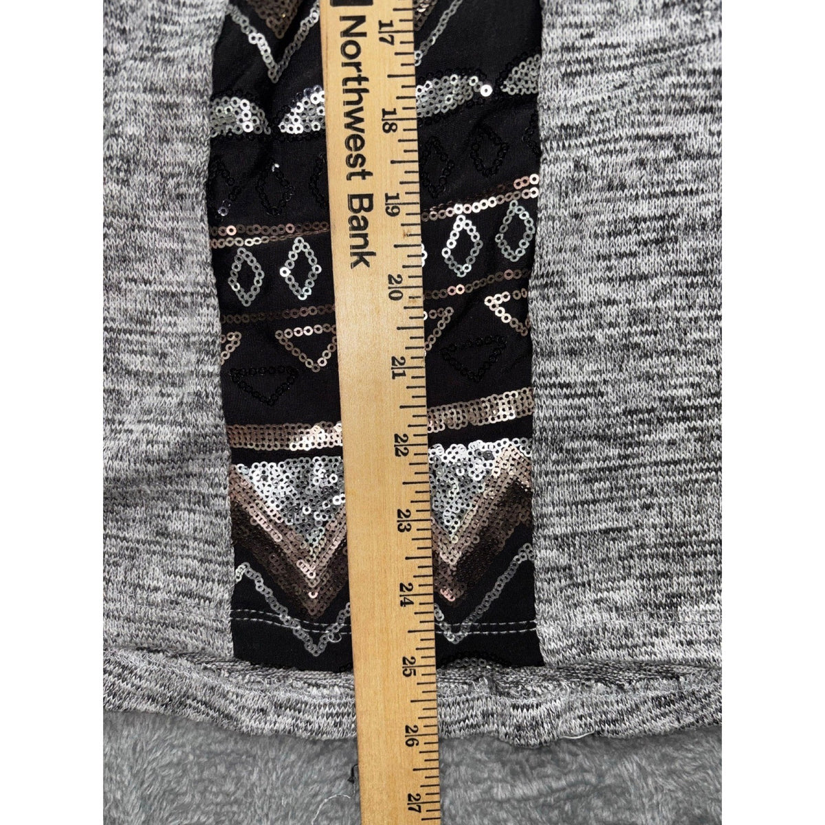 Oneworld Womens S Gray Sequin Panel Tunic Top Boho Casual Cozy Festival
