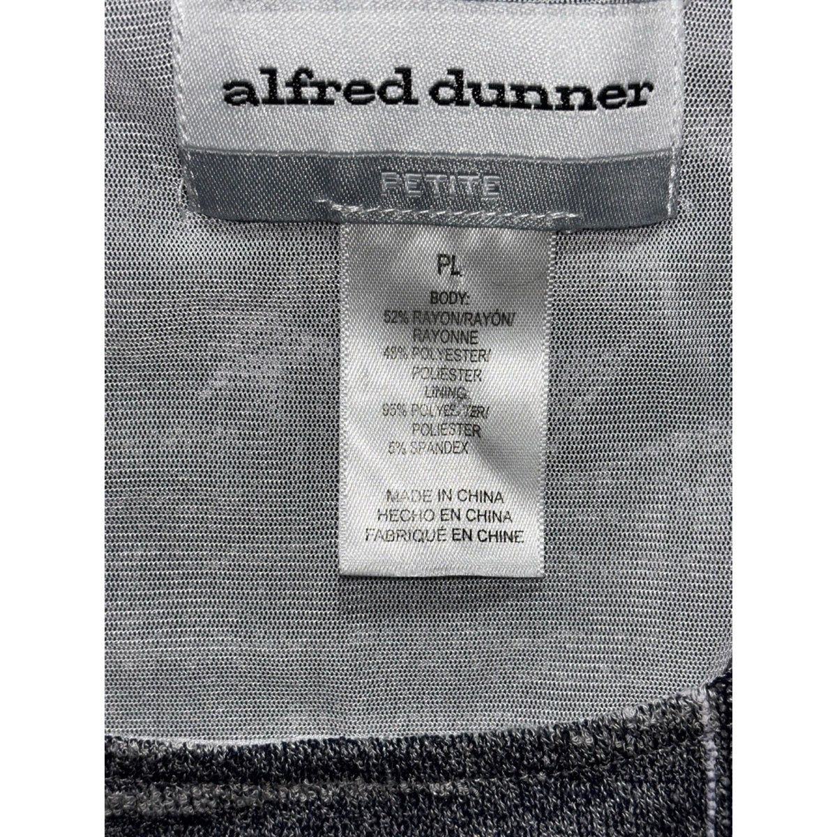 Alfred Dunner PL Womens Gray Star Print Short Sleeve Sweater Casual Tie