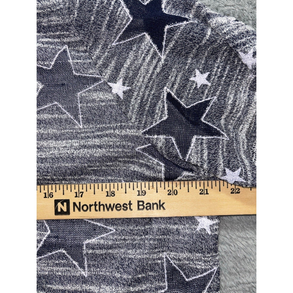Alfred Dunner PL Womens Gray Star Print Short Sleeve Sweater Casual Tie