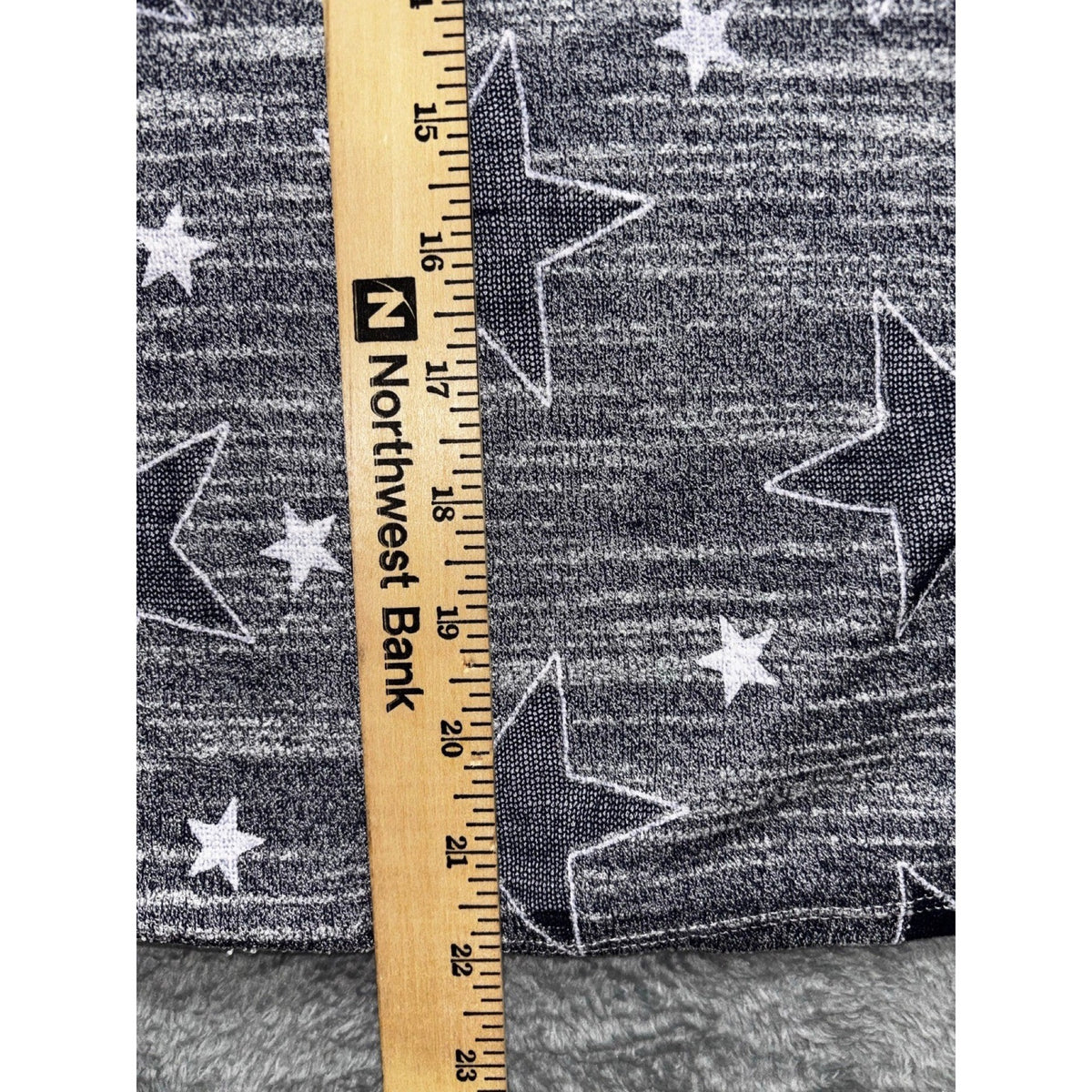 Alfred Dunner PL Womens Gray Star Print Short Sleeve Sweater Casual Tie