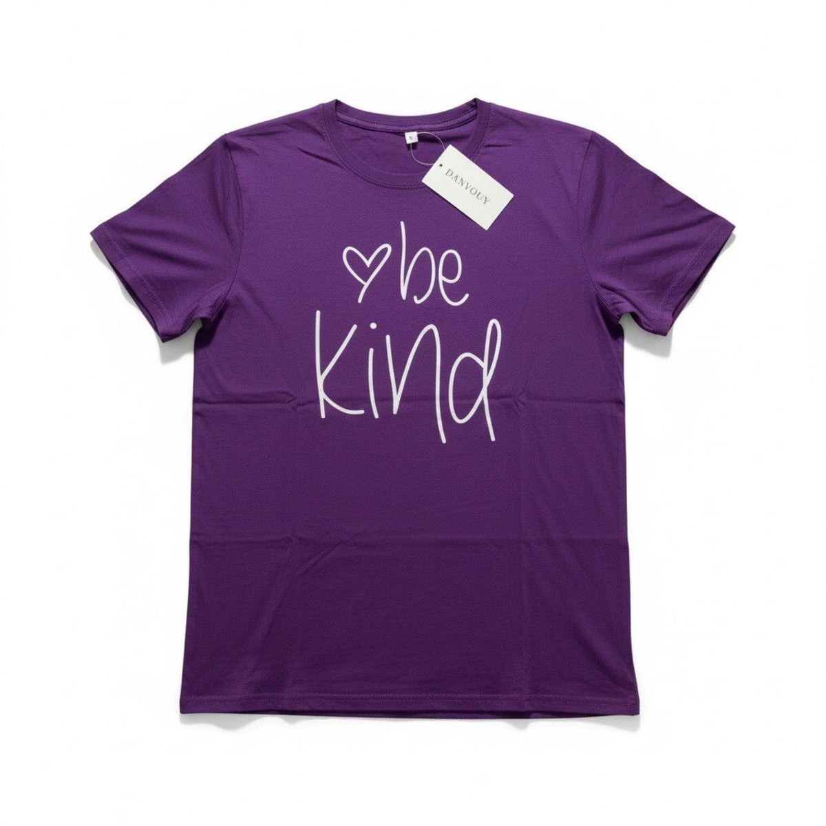 DANVOUY L Purple Womens Be Kind Graphic Tee Shirt Casual Cozy Boho