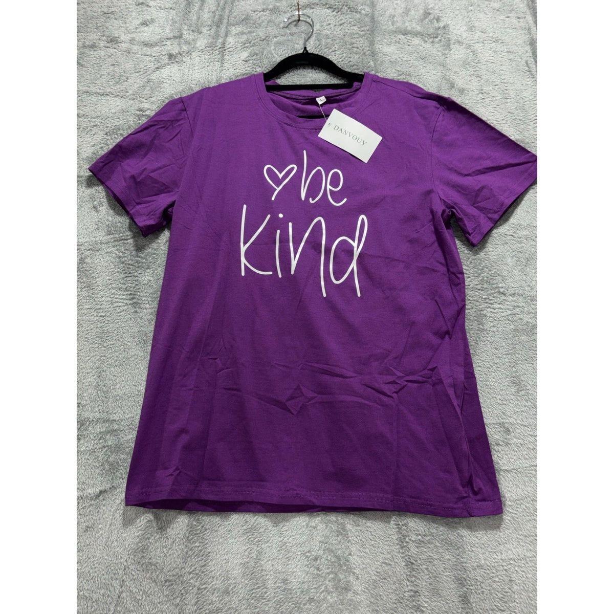 DANVOUY L Purple Womens Be Kind Graphic Tee Shirt Casual Cozy Boho