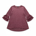ALYX Womens L Burgundy Heather Ruffle Sleeve Top Boho Casual Cozy