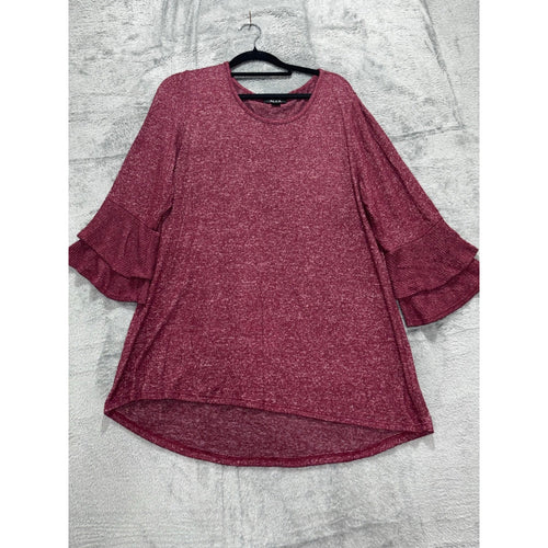 ALYX Women's Burgundy Ruffle Sleeve Top Size L, photo 2 of 11