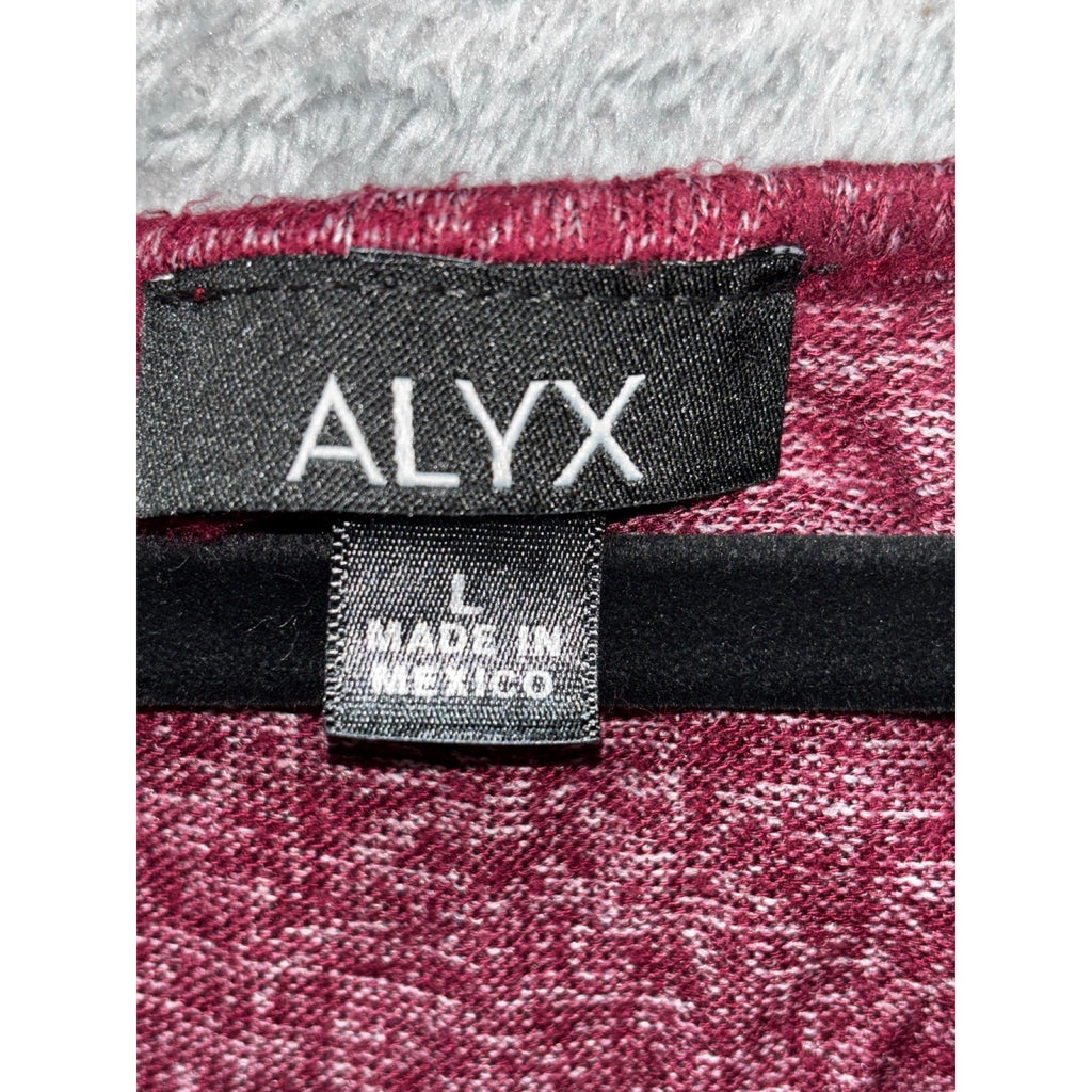 ALYX Womens L Burgundy Heather Ruffle Sleeve Top Boho Casual Cozy
