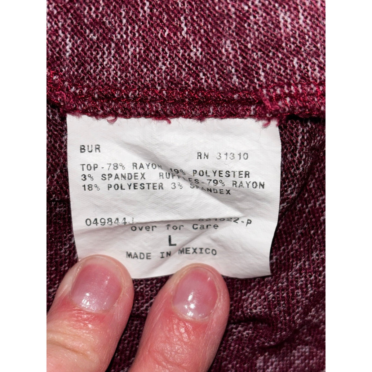 ALYX Womens L Burgundy Heather Ruffle Sleeve Top Boho Casual Cozy