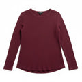 Tahari Womens L Burgundy Waffle Knit Long Sleeve Top Casual Cozy Boho