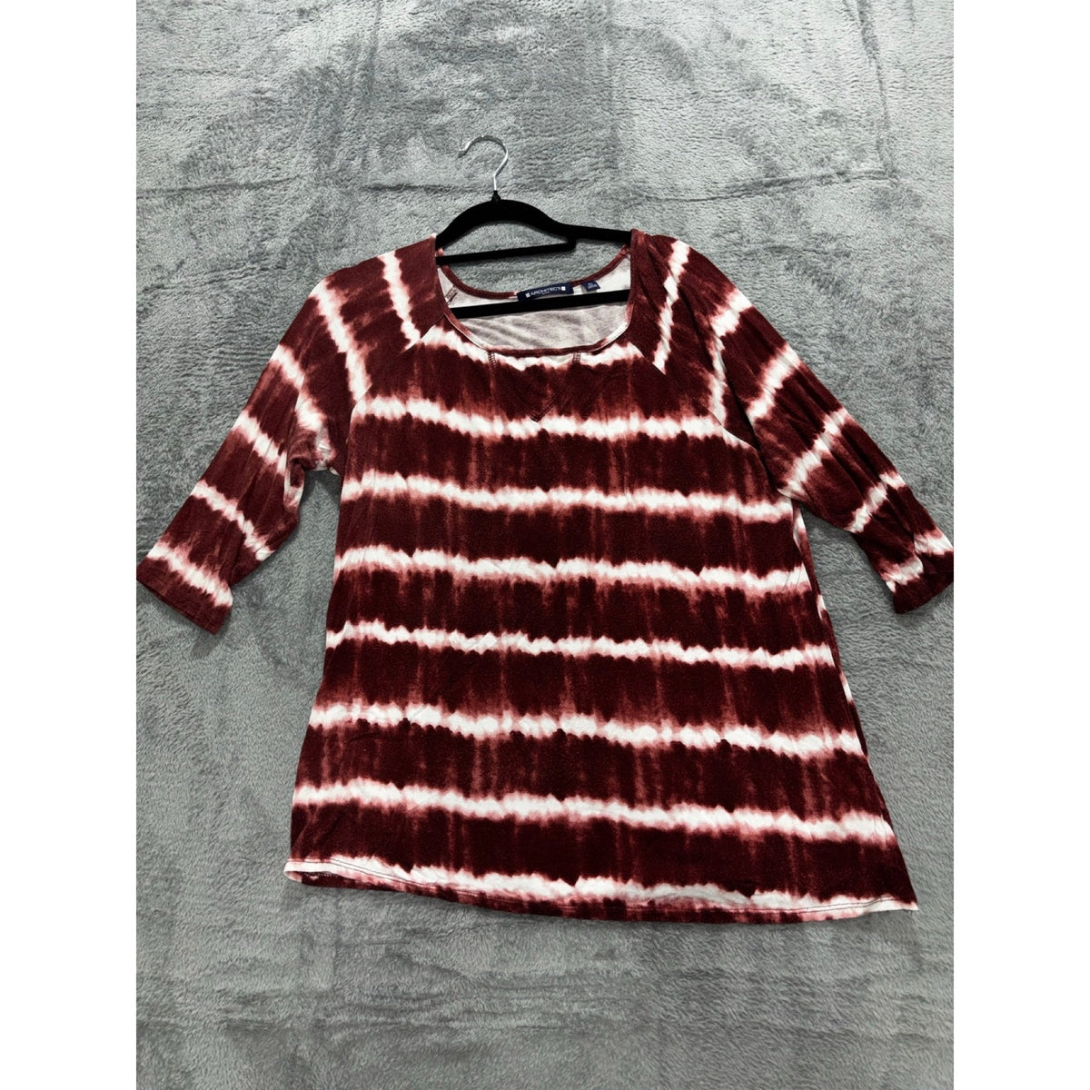 ARCHITECT Petites PL Womens Burgundy Tie Dye Stripe Long Sleeve Top Boho Casual