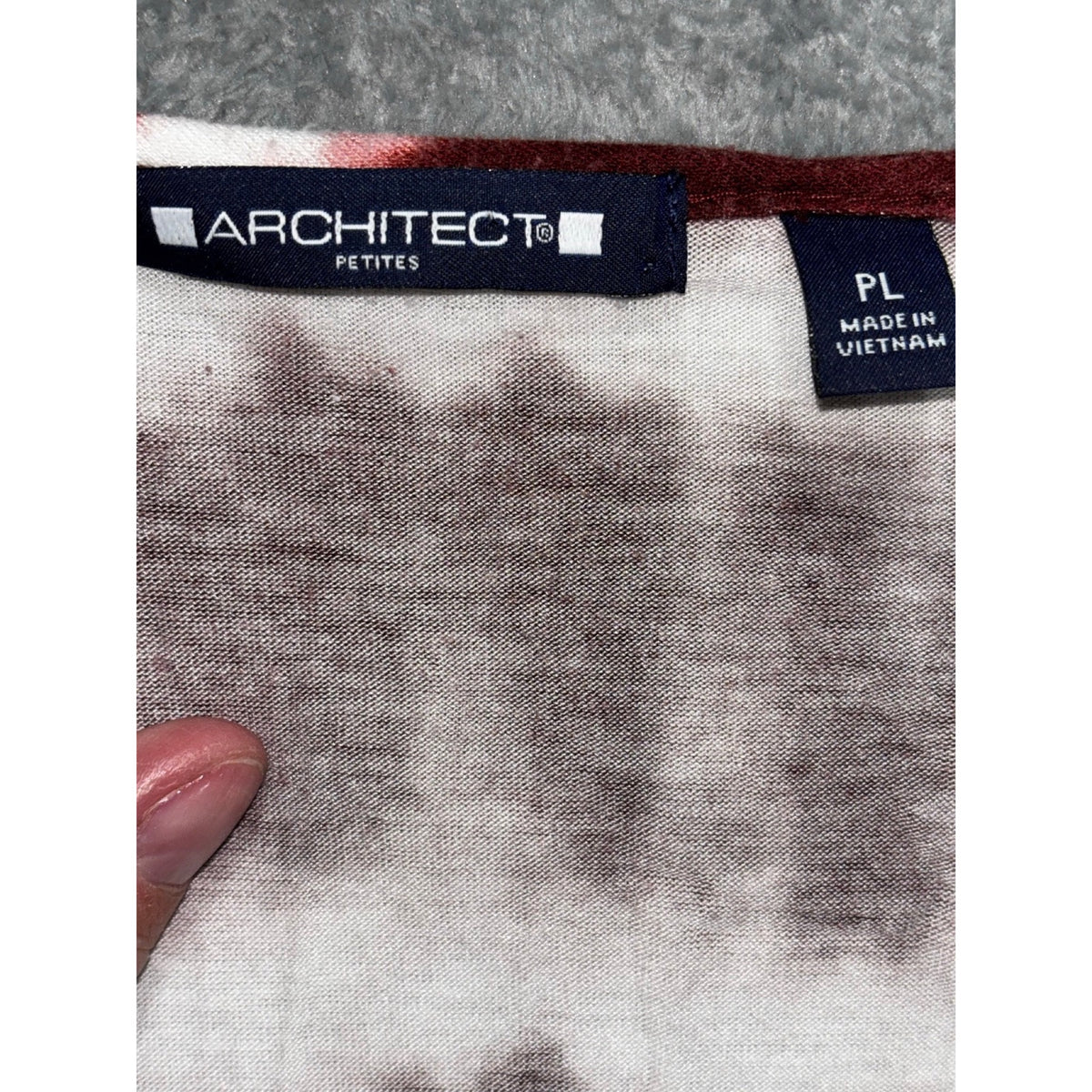 ARCHITECT Petites PL Womens Burgundy Tie Dye Stripe Long Sleeve Top Boho Casual