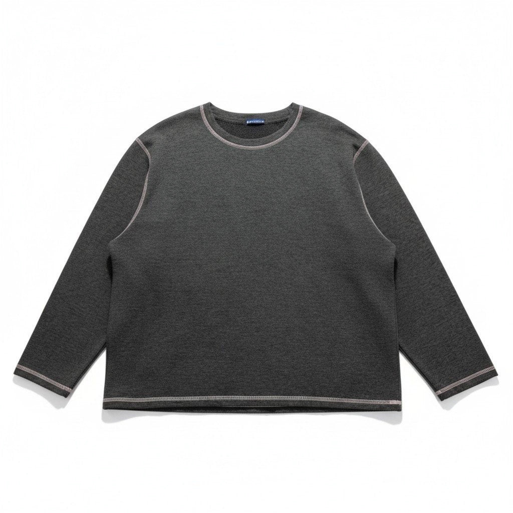 Architect XL Womens Dark Gray Heather Pink Contrast Stitch Crewneck Top Casual