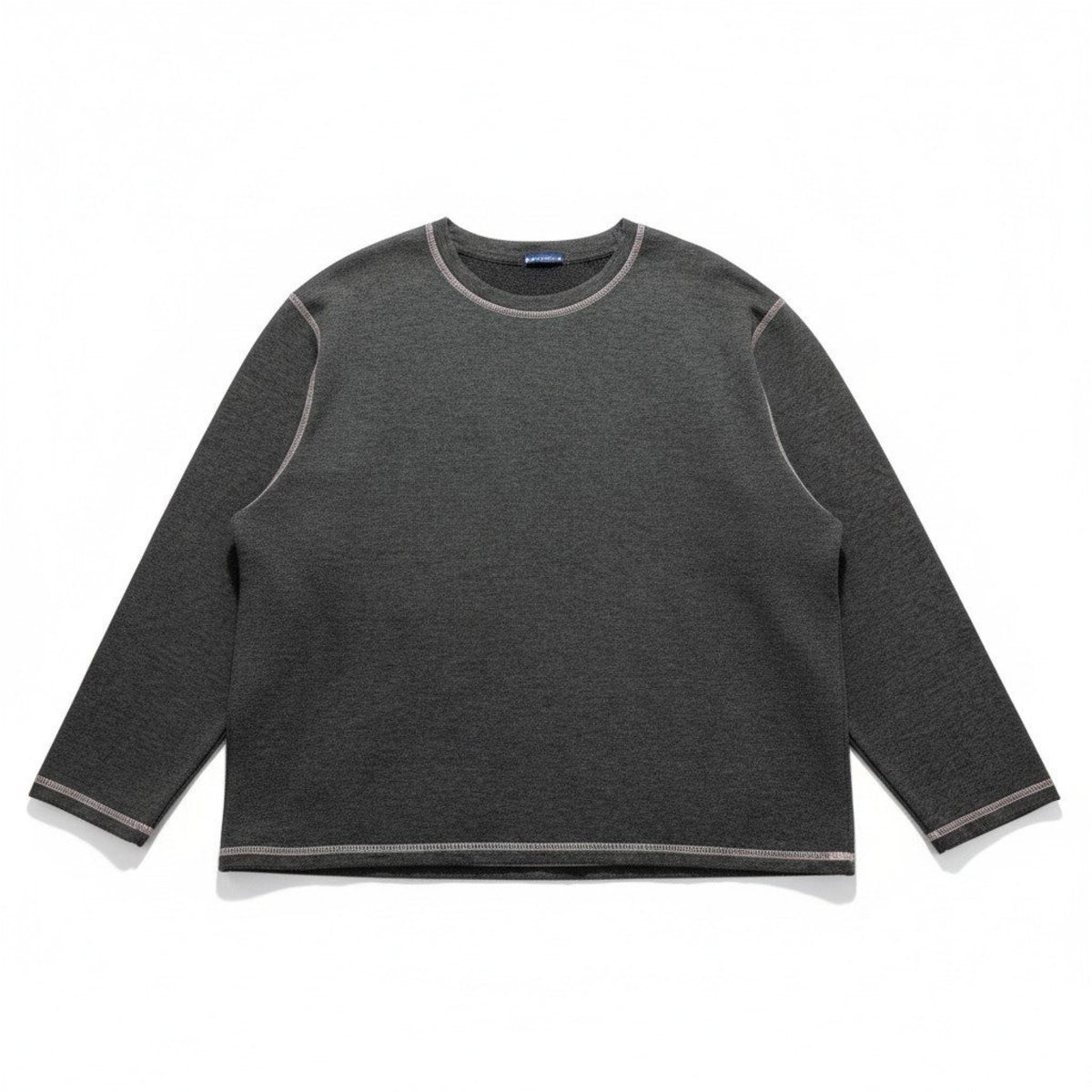Architect XL Womens Dark Gray Heather Pink Contrast Stitch Crewneck Top Casual