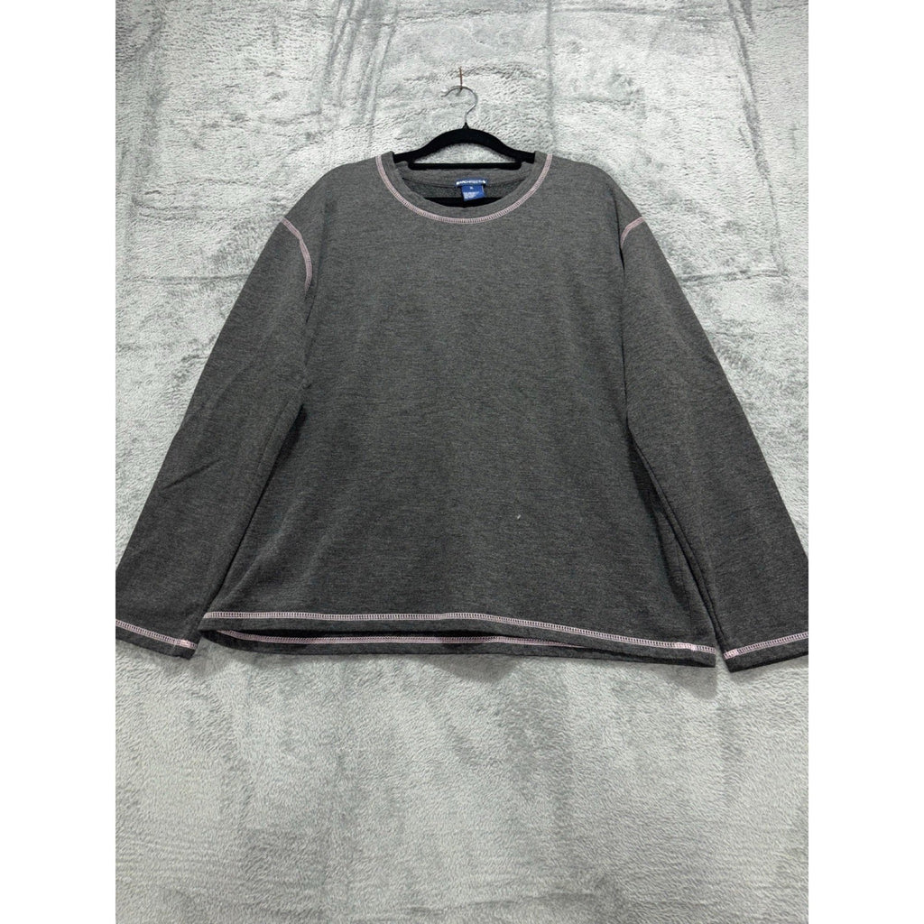 Architect XL Womens Dark Gray Heather Pink Contrast Stitch Crewneck Top Casual
