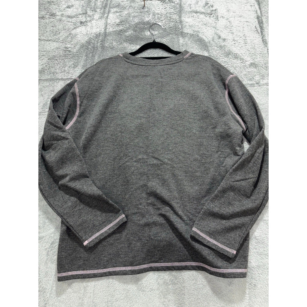 Architect XL Womens Dark Gray Heather Pink Contrast Stitch Crewneck Top Casual