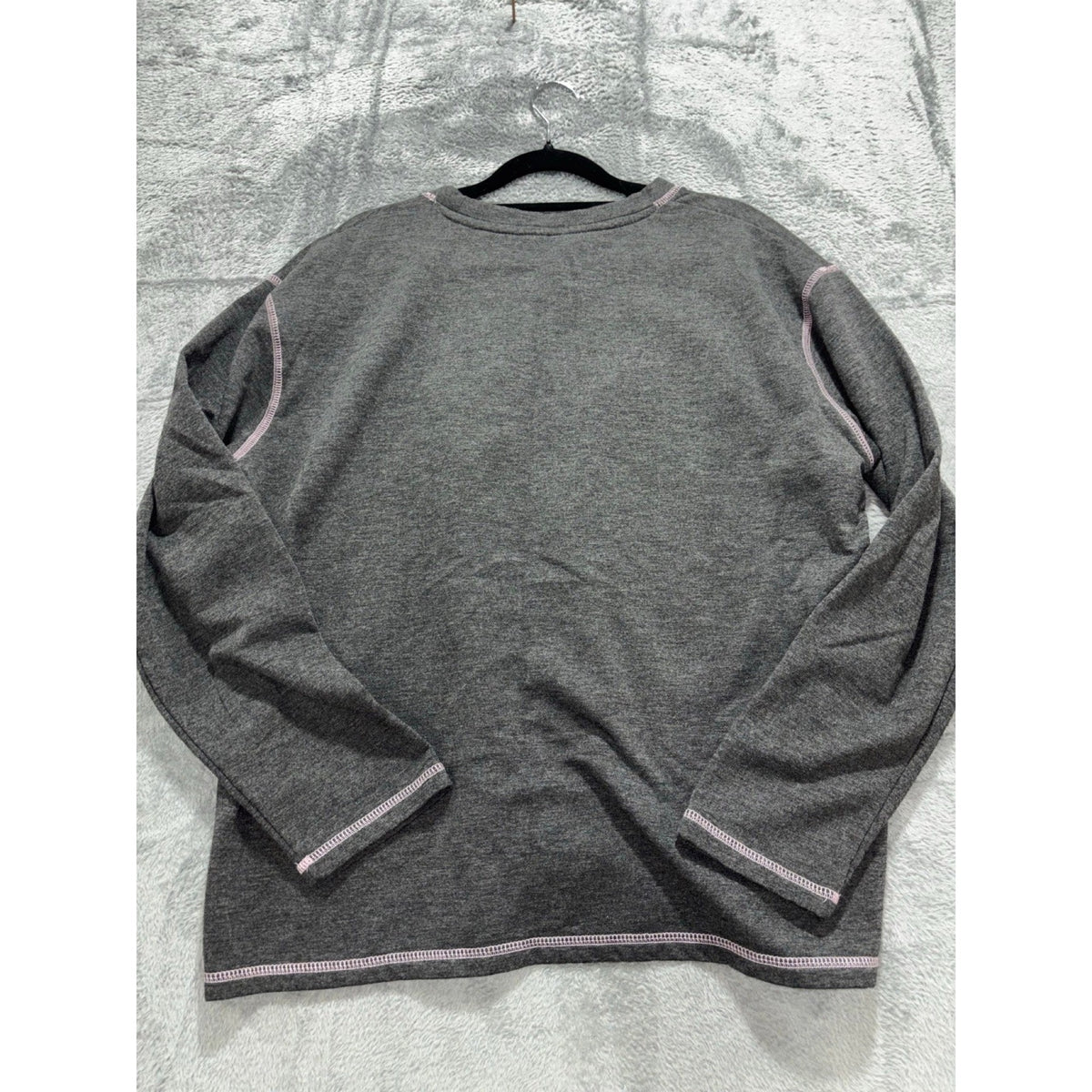 Architect XL Womens Dark Gray Heather Pink Contrast Stitch Crewneck Top Casual