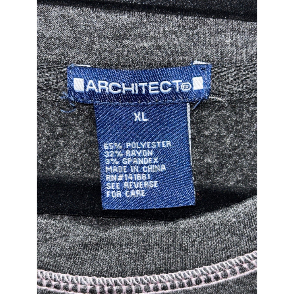 Architect XL Womens Dark Gray Heather Pink Contrast Stitch Crewneck Top Casual